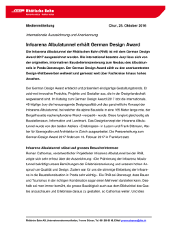 Infoarena Albulatunnel erhält German Design Award