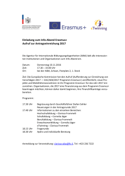 Einladung zum Info-Abend Erasmus+ Aufruf zur Antragseinreichung