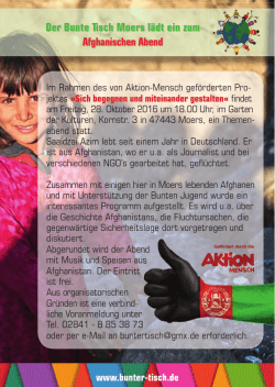 Der Bunte Tisch Moers lädt ein zum Afghanischen Abend Der Bunte