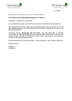 Infos weiterführende Schulen vom 27.10.2016