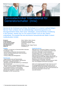 Servicetechniker International für Generatorschalter (m/w)