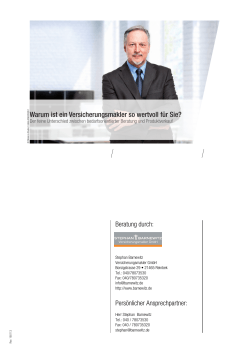 Maklerbroschüre - Stephan Barnewitz Versicherungsmakler GmbH