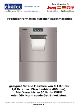 Produktinformation Flaschenwaschmaschine geeignet für alle