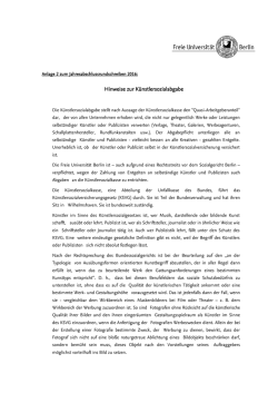 Hinweise zur K&uuml;nstlersozialabgabe