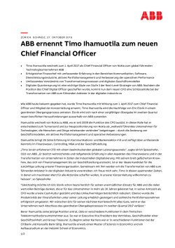 ABB ernennt Timo Ihamuotila zum neuen Chief Financial Officer —