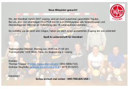 Neue Mitspieler gesucht! Wir, der Handball Verein WAT