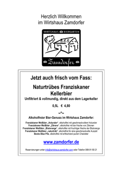 Jetzt auch frisch vom Fass: Naturtr&uuml;bes Franziskaner Kellerbier