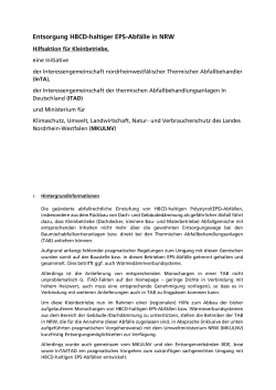 Entsorgung HBCD-haltiger EPS-Abfälle in NRW