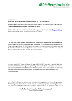 Baloise gründet Online-Versicherer in Deutschland