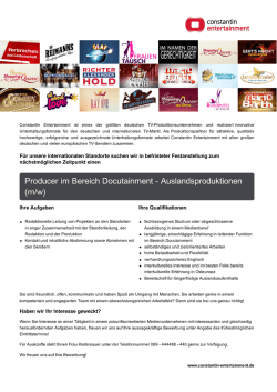 Producer im Bereich Docutainment