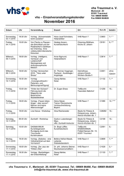 Einzelveranstaltungen im November 2016