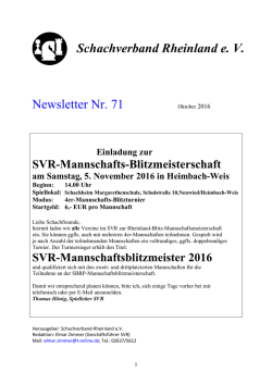 Newsletter 71 des SVR