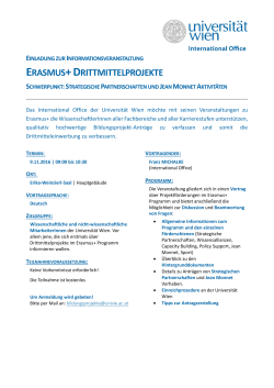 Infoveranstaltung Erasmus+ Drittmittelprojekte
