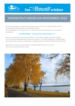 Veranstaltungsplan November - Tourismusverein Scharmützelsee eV