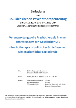 Einladung 15. Sächsischen Psychotherapeutentag