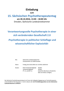 Einladung 15. S&auml;chsischen Psychotherapeutentag