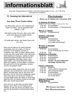 Infoblatt 30. Okt. - 5. Nov. 2016