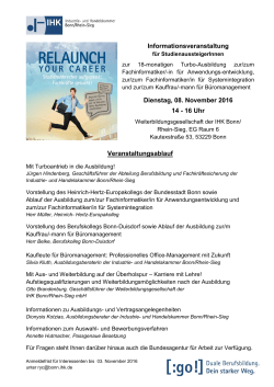 Informationsveranstaltung Dienstag, 08. November 2016 14