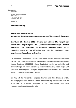 Medienmitteilung Solothurner Baukultur 2016