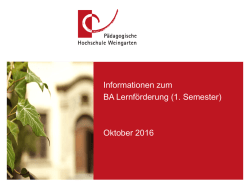 Informationen zum BA Lernförderung (1. Semester) Oktober 2016