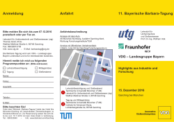 11. Bayerische Barbara-Tagung Anfahrt Anmeldung - UTG