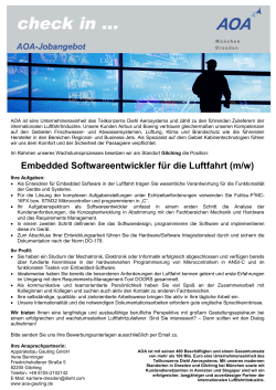 Embedded Softwareentwickler für die Luftfahrt (m/w)