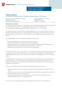 Stellenangebot Systemadministratorin/ Systemadministrator