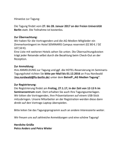 Hinweise zur Tagung