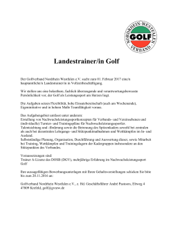 Landestrainer/in Golf - Golfverband Nordrhein Westfalen