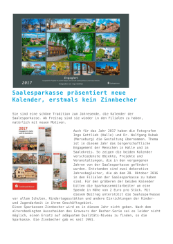 Saalesparkasse präsentiert neue Kalender, erstmals