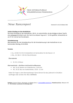 Neue Ranzenpost - Freie Interkulturelle Waldorfschule Mannheim