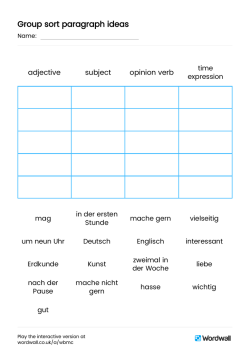 Group sort paragraph ideas