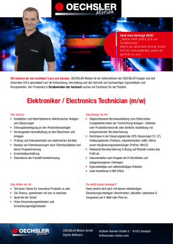 Elektroniker / Electronics Technician (m/w)