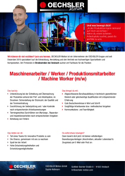 Maschinenarbeiter / Werker / Produktionsmitarbeiter