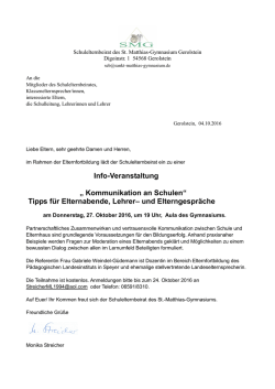 Info-Veranstaltung &bdquo; Kommunikation an Schulen&ldquo; - St.