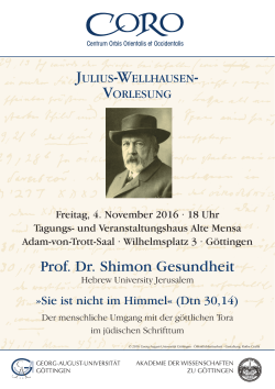 Julius-Wellhausen-Vorlesung am Freitag, 4. November 2016, 18 Uhr