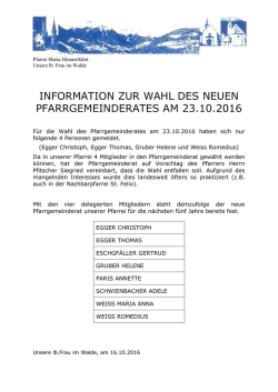 information zur wahl des neuen pfarrgemeinderates am 23.10.2016