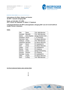 Informationen f&uuml;r Eltern, Spieler und Vereine