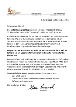 Hellmons&ouml;dt, im November 2016 Sehr geehrte Eltern! - Musik