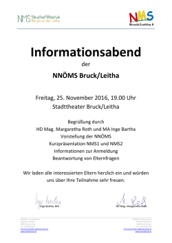 Informationsabend - NMS2 Bruck an der Leitha