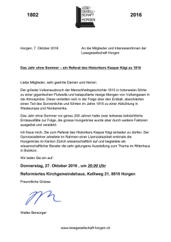 Donnerstag, 27. Oktober 2016 , um 20.00 Uhr Reformiertes