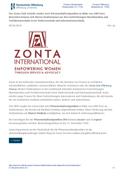 Zonta-Stipendium - jetzt bewerben!