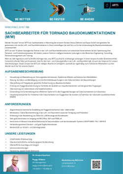 SACHBEARBEITER FÜR TORNADO BAUDOKUMENTATIONEN (M