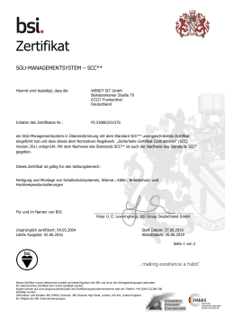 Zertifikat - WENDT