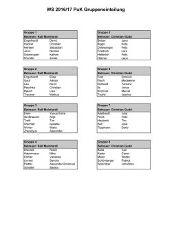 Gruppeneinteilung WS 2016/2017
