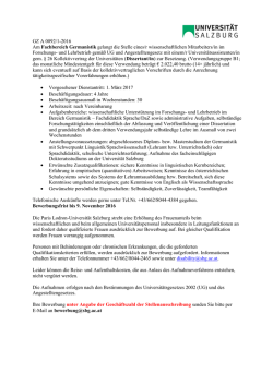 Dissertant/in Fachbereich Germanistik