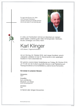 Parte Klinger Karl - Bestattung Neumayr