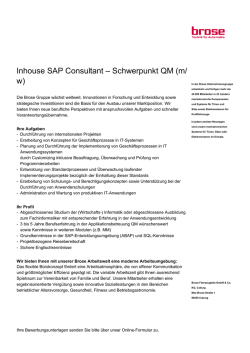 Inhouse SAP Consultant &ndash; Schwerpunkt QM (m/ w)
