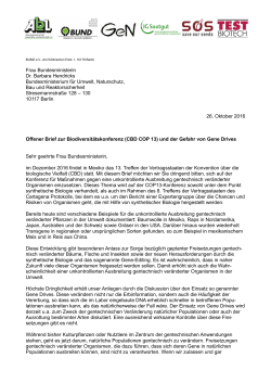 Offener Brief an Bundesumweltministerin Barbara Hendricks