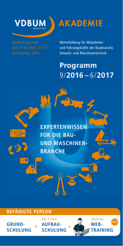 VDBUM Akademie 2016/17 Programm - Bauhof